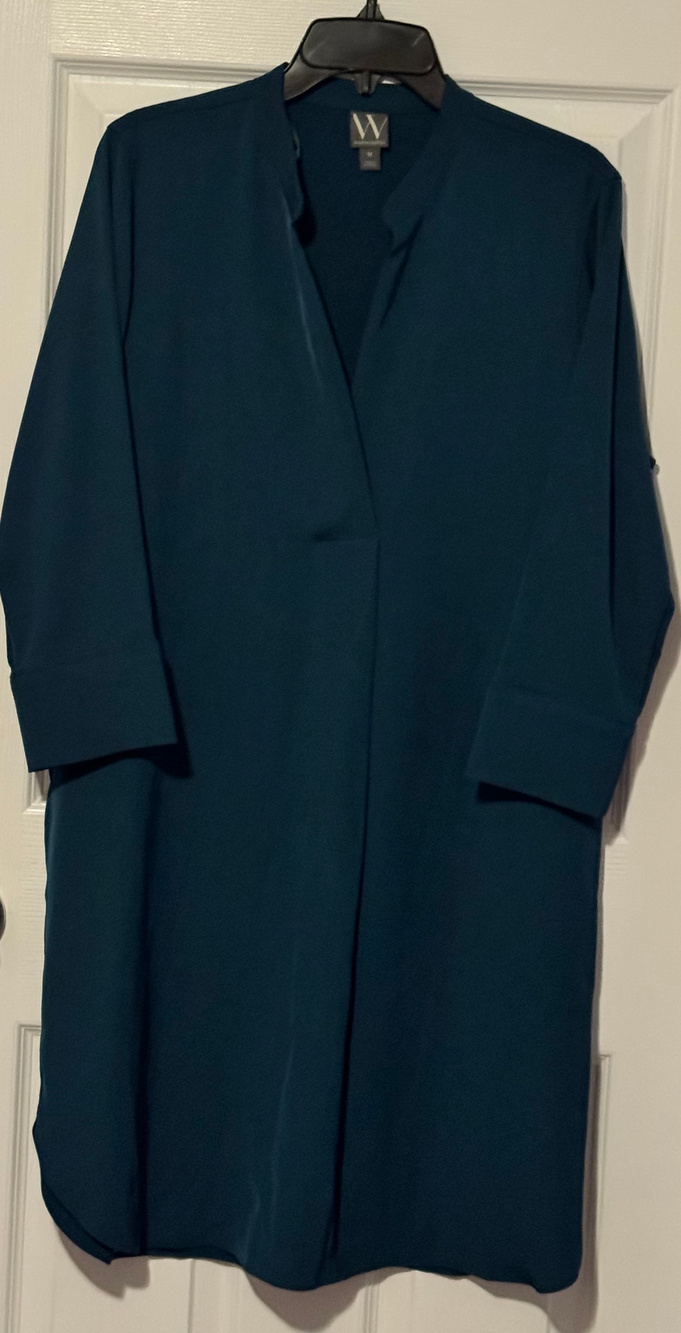 Worthington Teal Open Front Drape Dress Size M